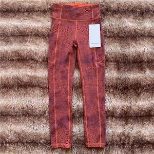Lululemon Invigorate High-Rise Crop 23" Crackle Glaze Vintage Orange Larkspur